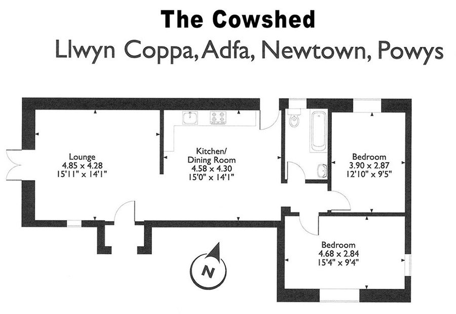 The Cowshed holiday cottage floor plan